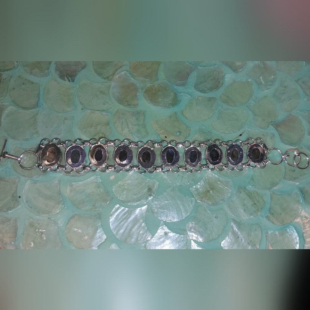 Labradorite 10 Stone Toggle Statement Bracelet - image 3